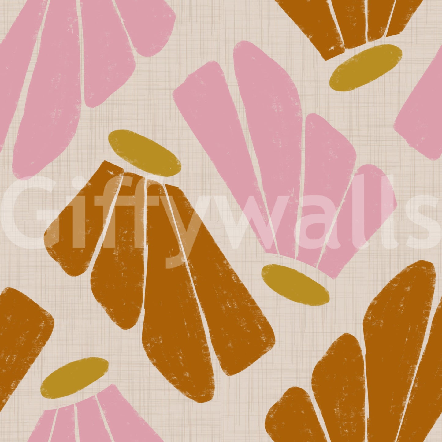 Soft pink orange beige floral wallpaper decor