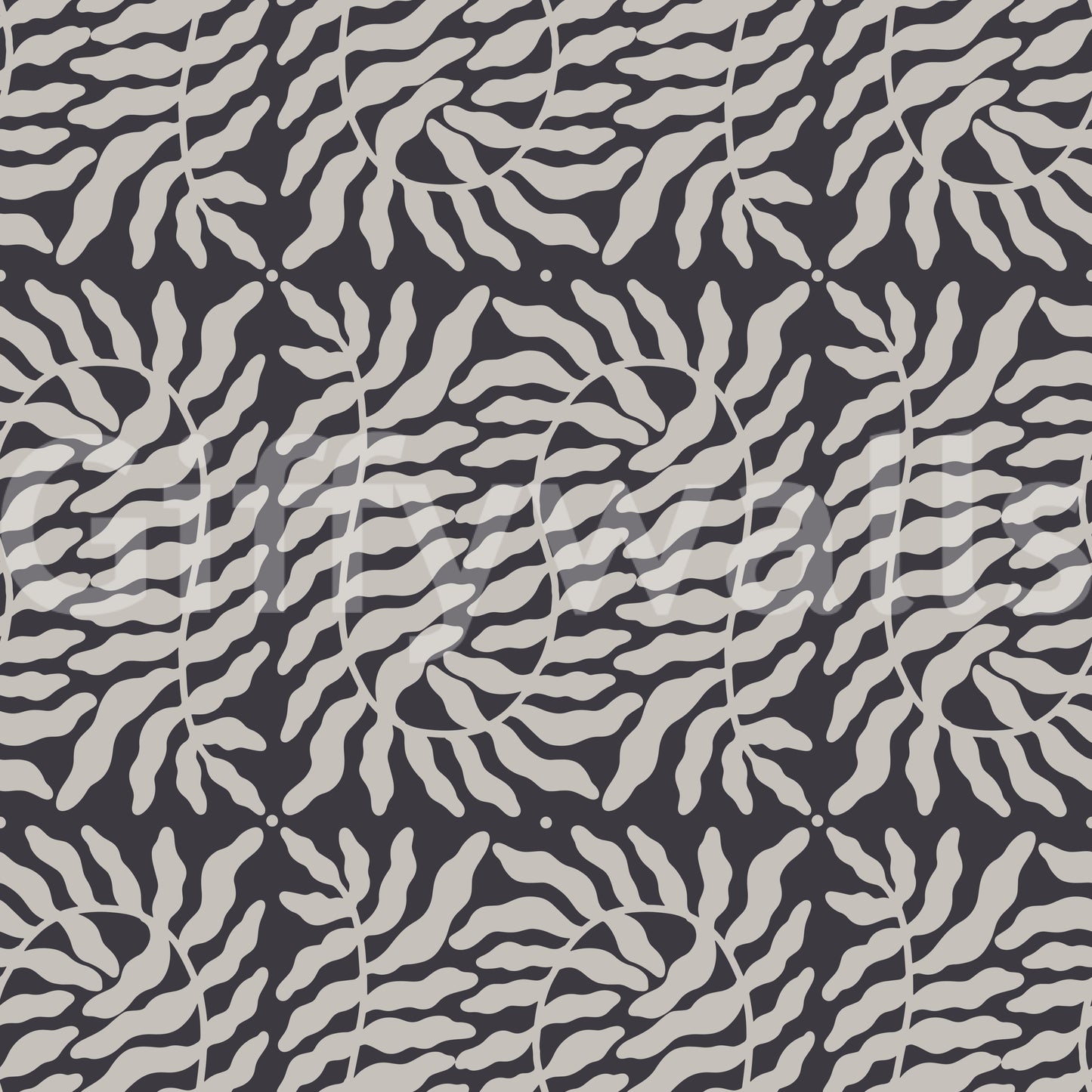 Organic Taupe Ferns Wallpaper