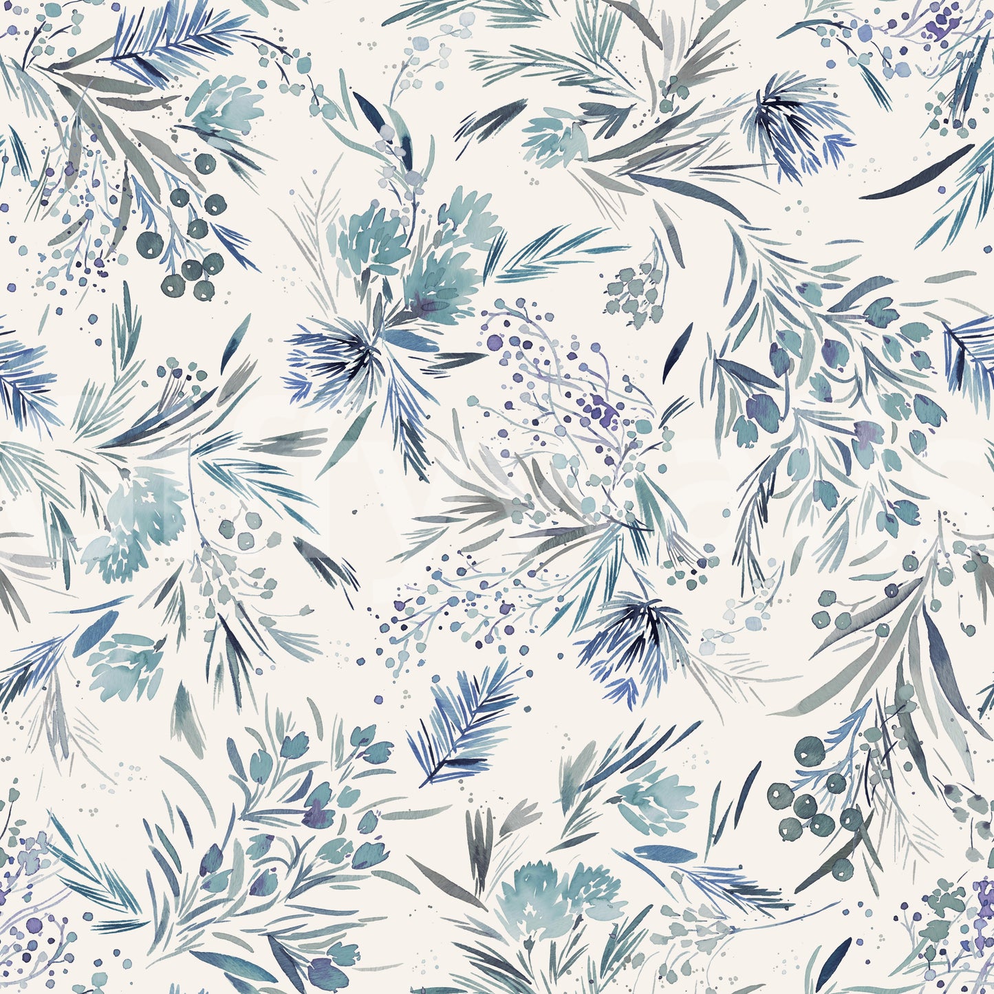 Elegant blue mural wallpaper