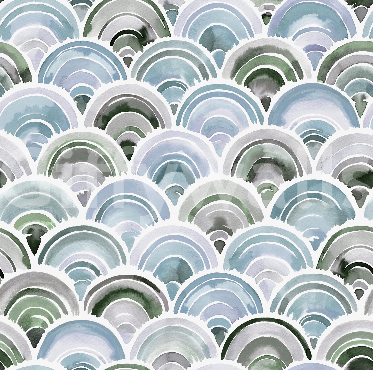 Muted rainbow mural wallpaper