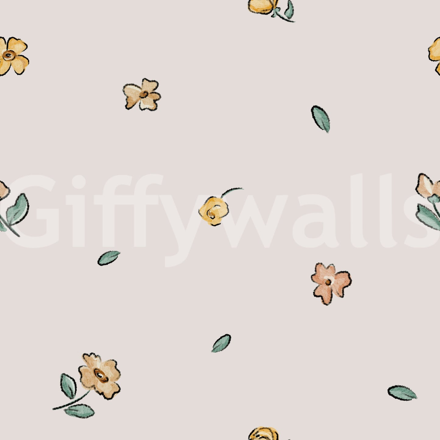 Meadow wallpaper with soft wildflowers and leaves