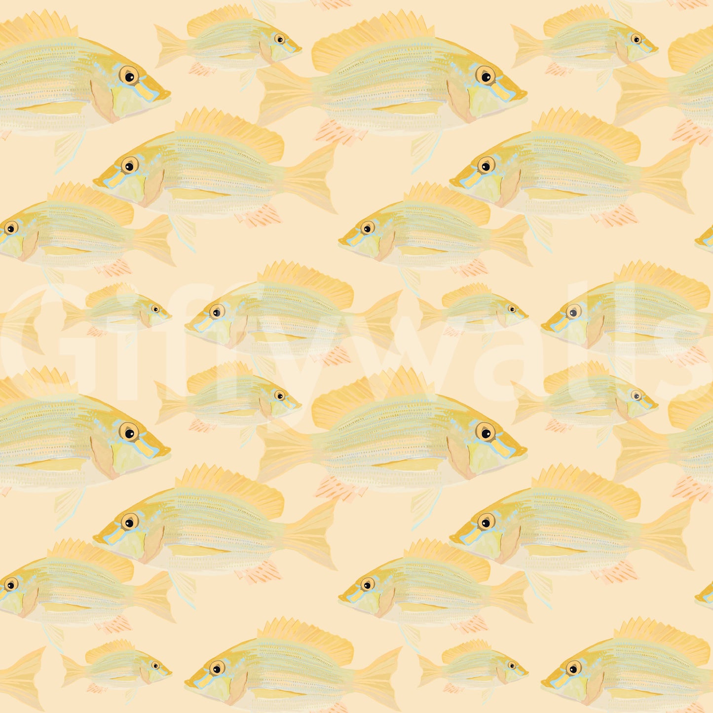 Easy-to-apply fish pattern wallpaper