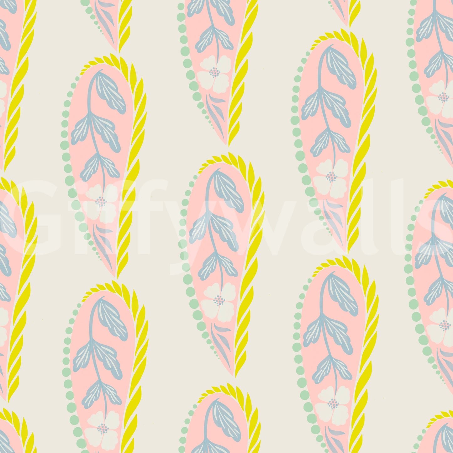 Decorative paisley mural wallpaper