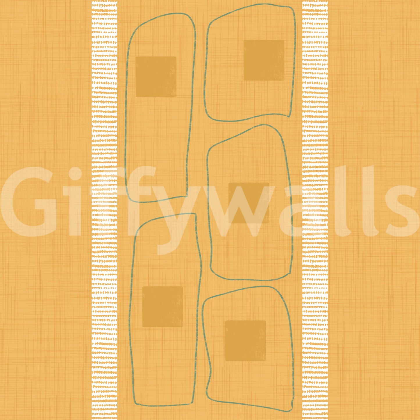 Japandi golden ochre striped wallpaper design