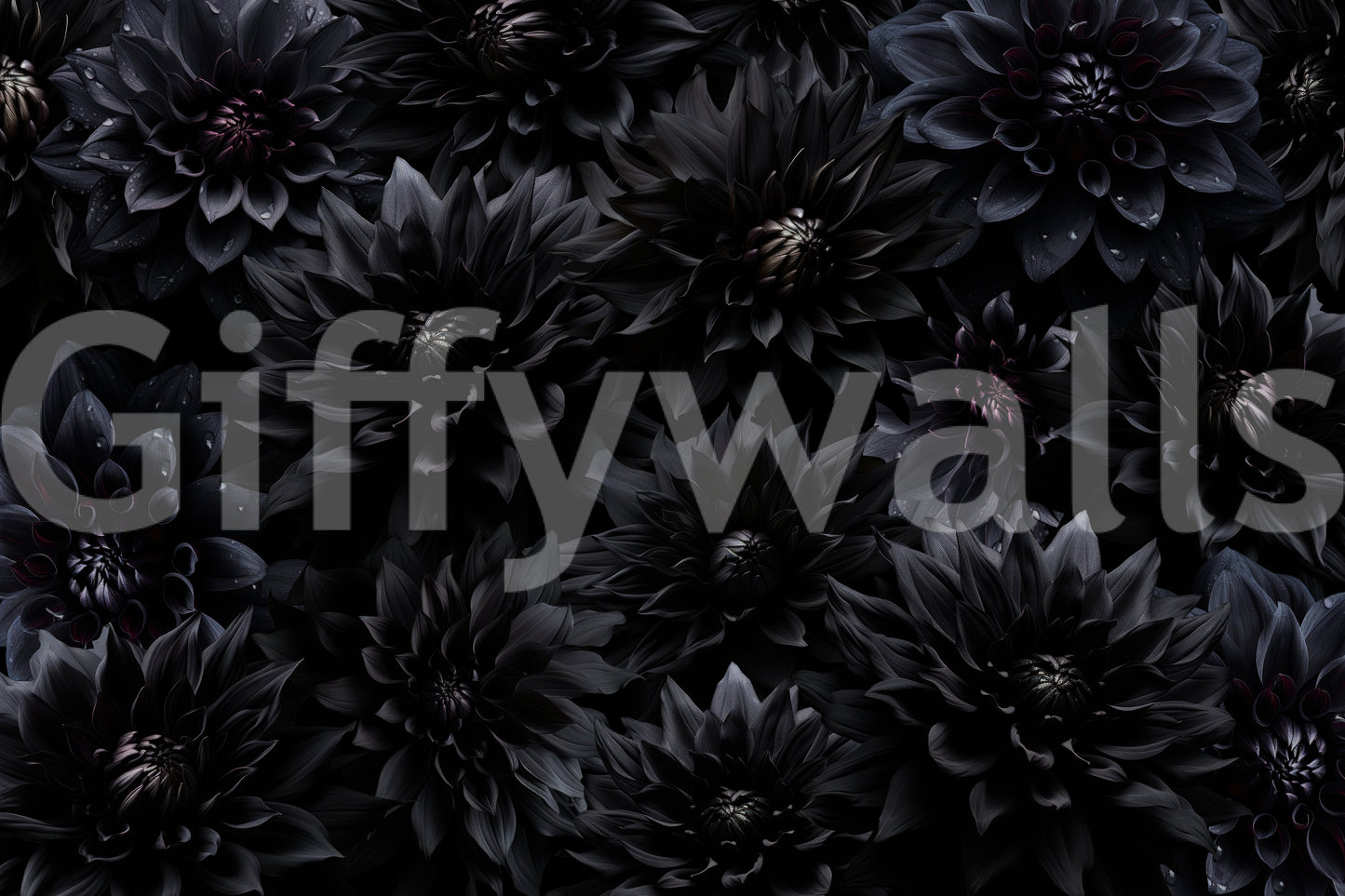 Blooming flower wall mural in shadowed tones