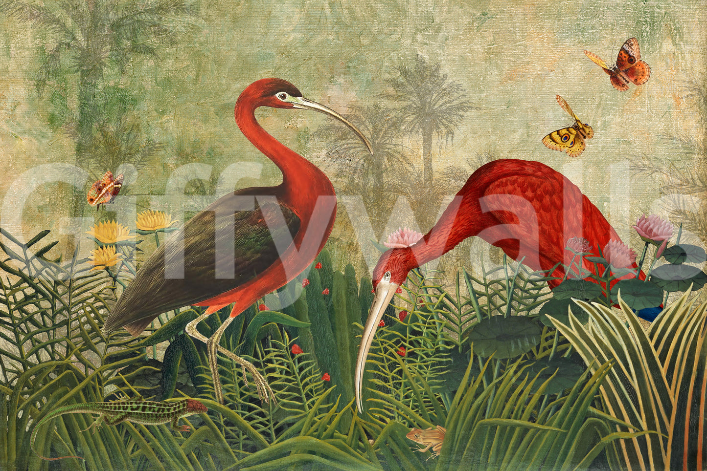 Exotic Hidden Oasis mural for refreshing room decor.