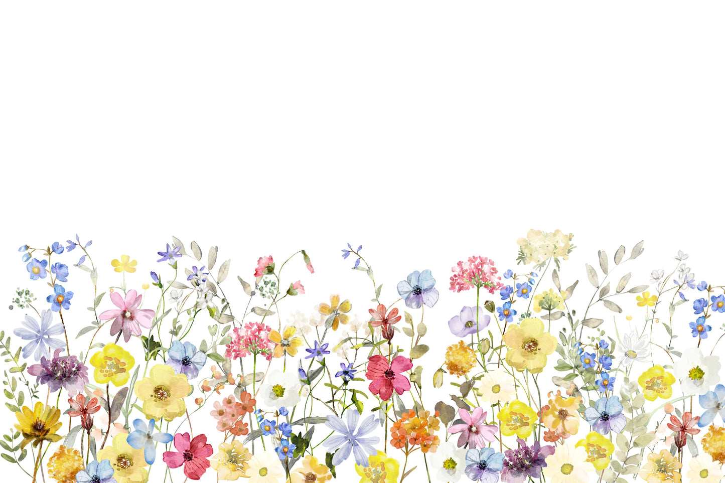 Watercolor Wildflower Meadow 1 Wall Mural