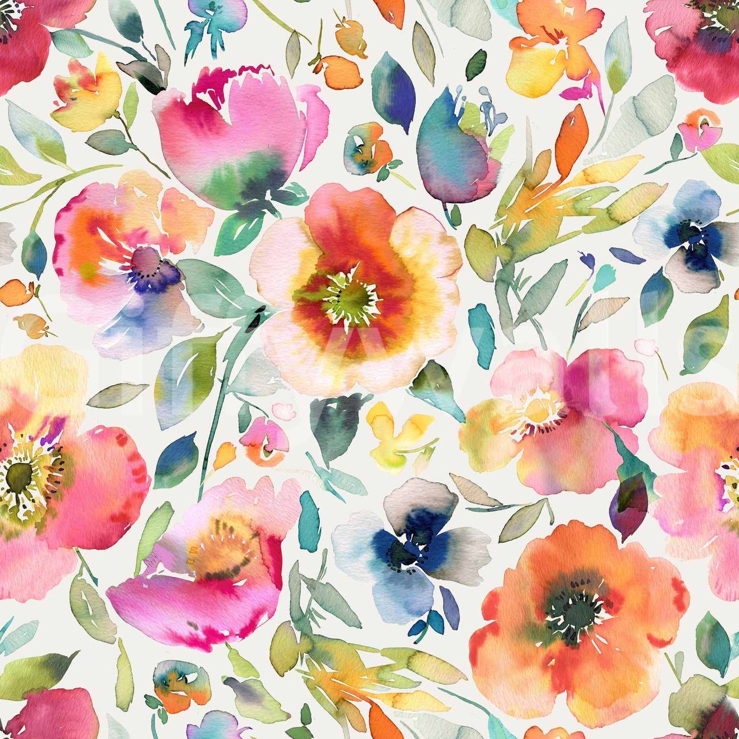 Psychedelic Spring Poppies Vintage Orange Wallpaper