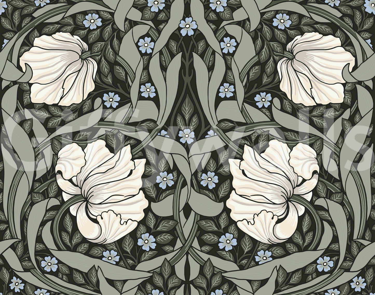 Elegant Pimpernel 17 wallpaper by William Morris in interior