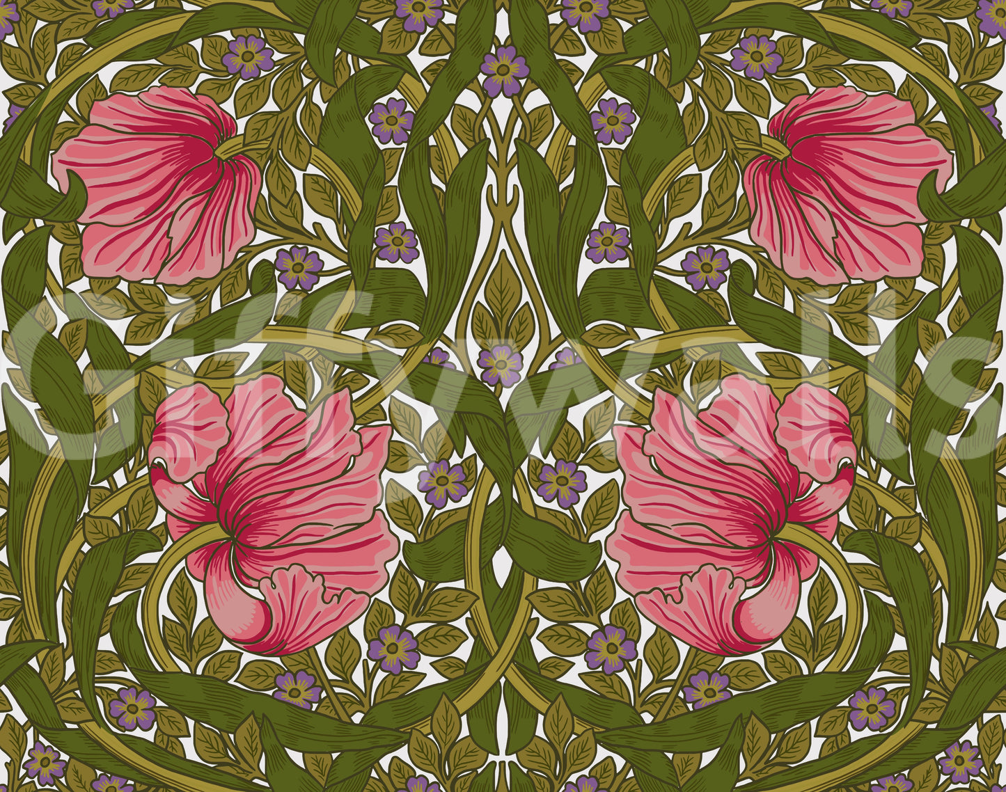 Detailed Pimpernel pattern wallpaper for classic interiors.