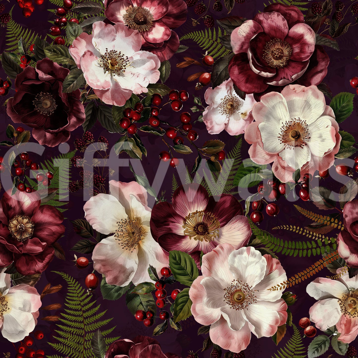 Vintage Mystic Night Roses Wallpaper