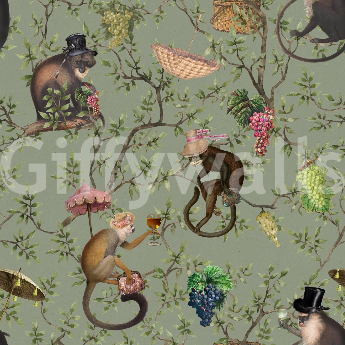 Monkeys in the Vineyard Wallpaper