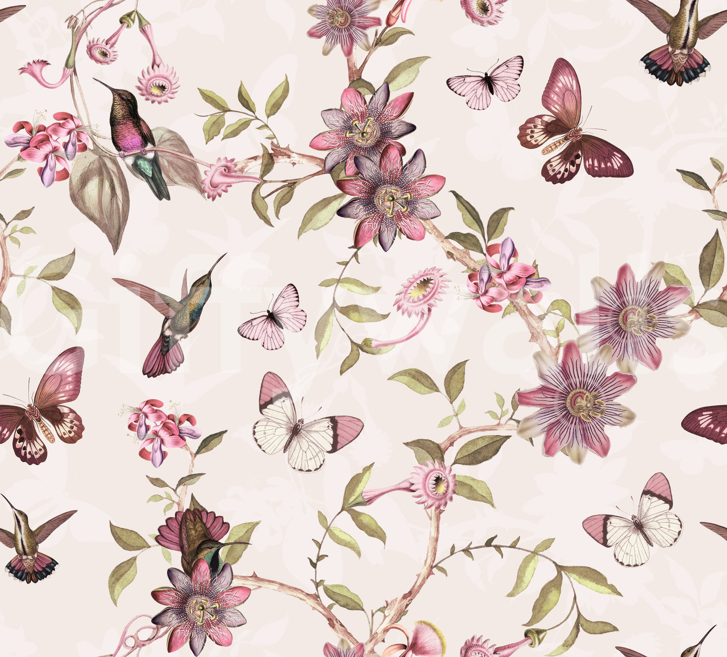 Vibrant botanical wallpaper for an airy room design