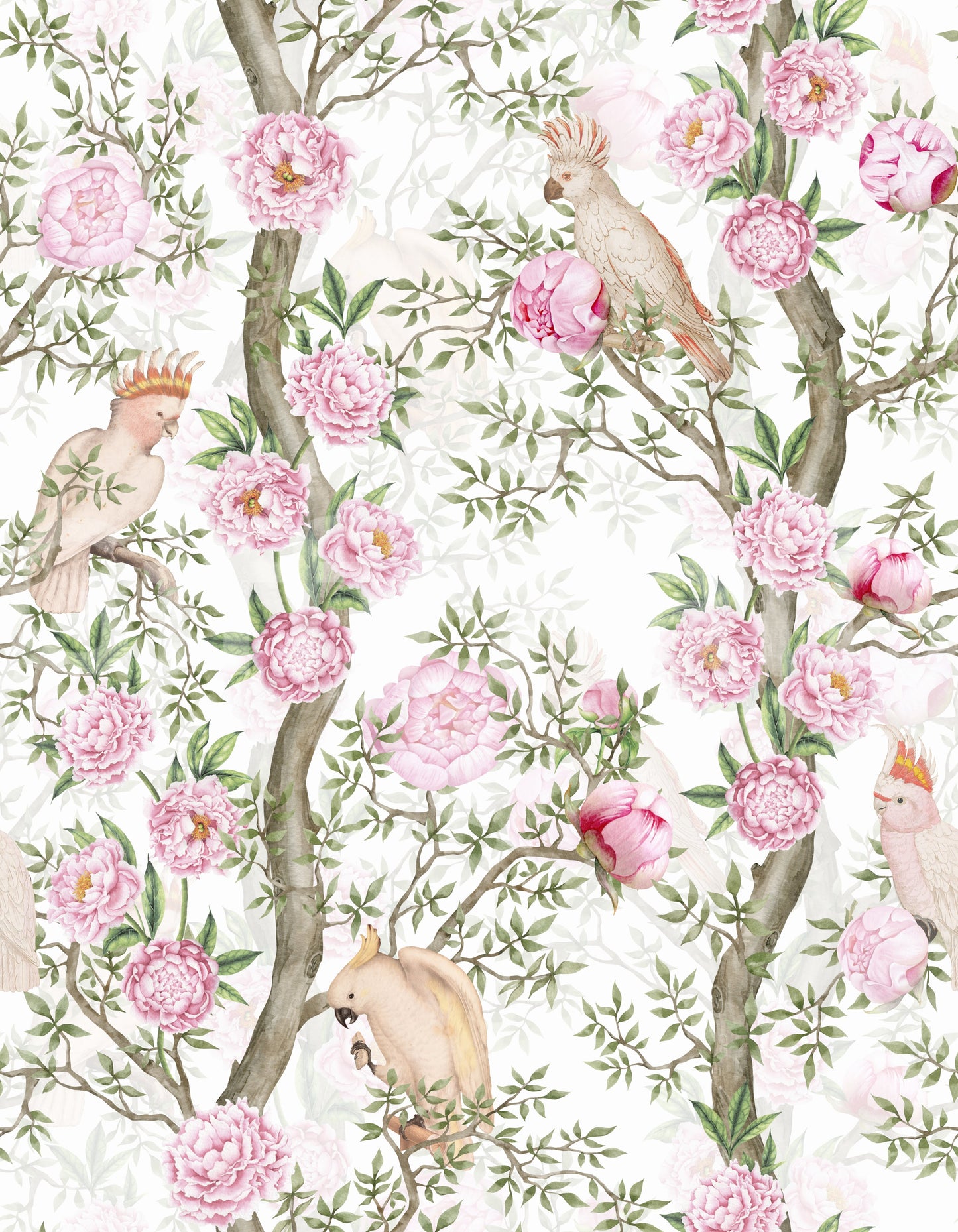Blush Blossom & Bird Paradise wallpaper close-up