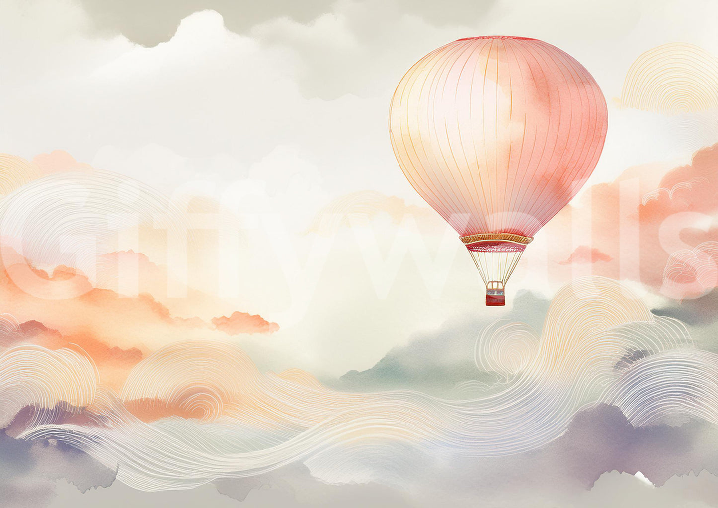 Elegant Balloon Ride Wall Mural for Soft, Dreamy Vibes