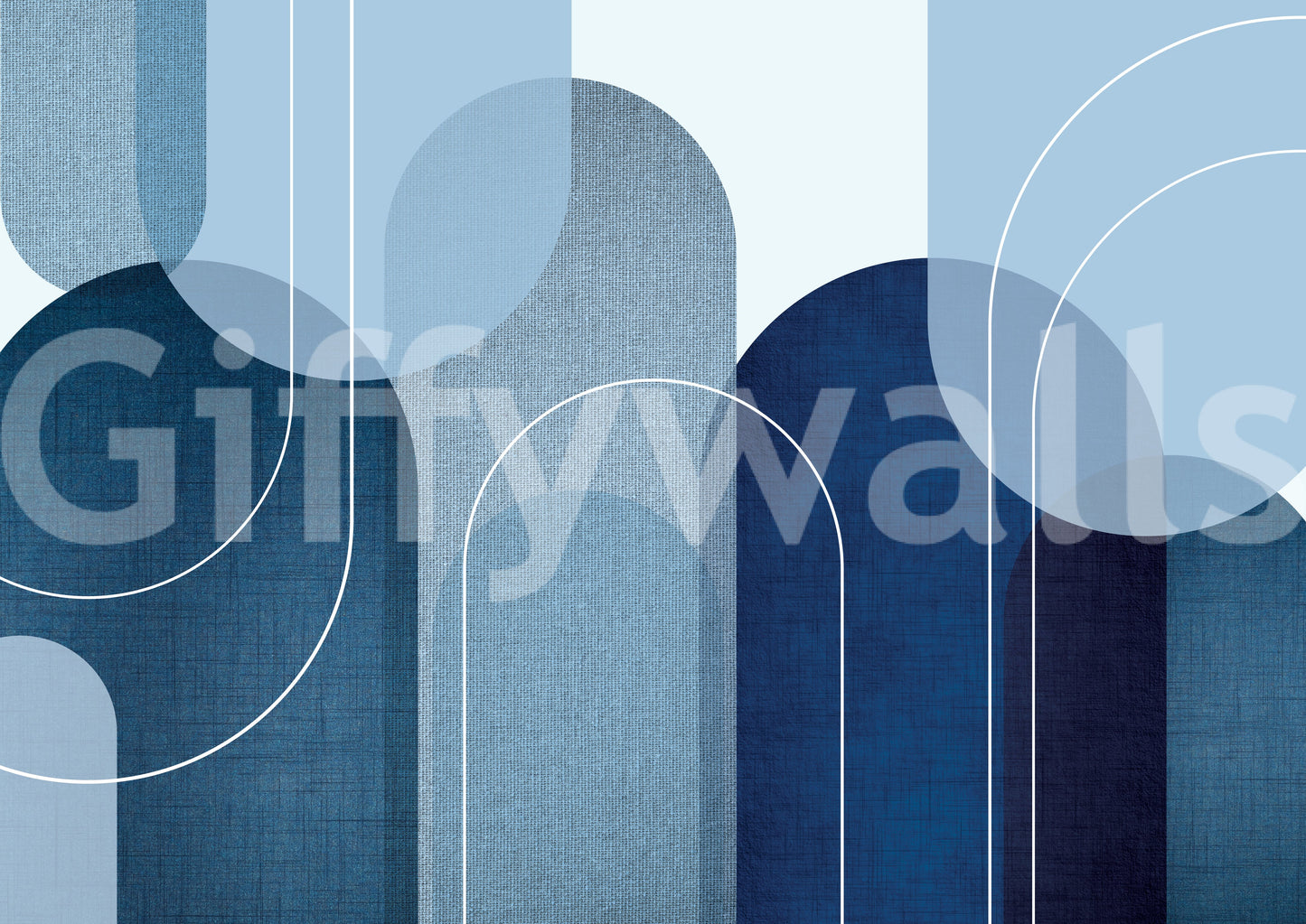 Relaxing Blue Tones Mid Century Mural for Walls