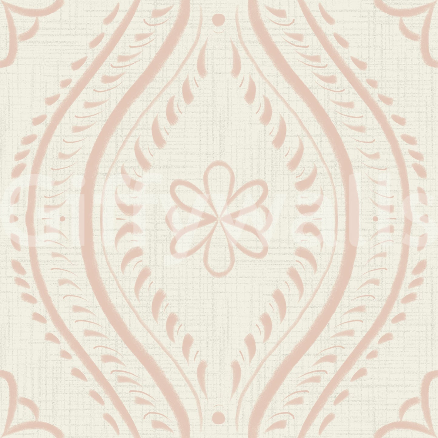 Warm cream tan wallpaper with ornamental pattern