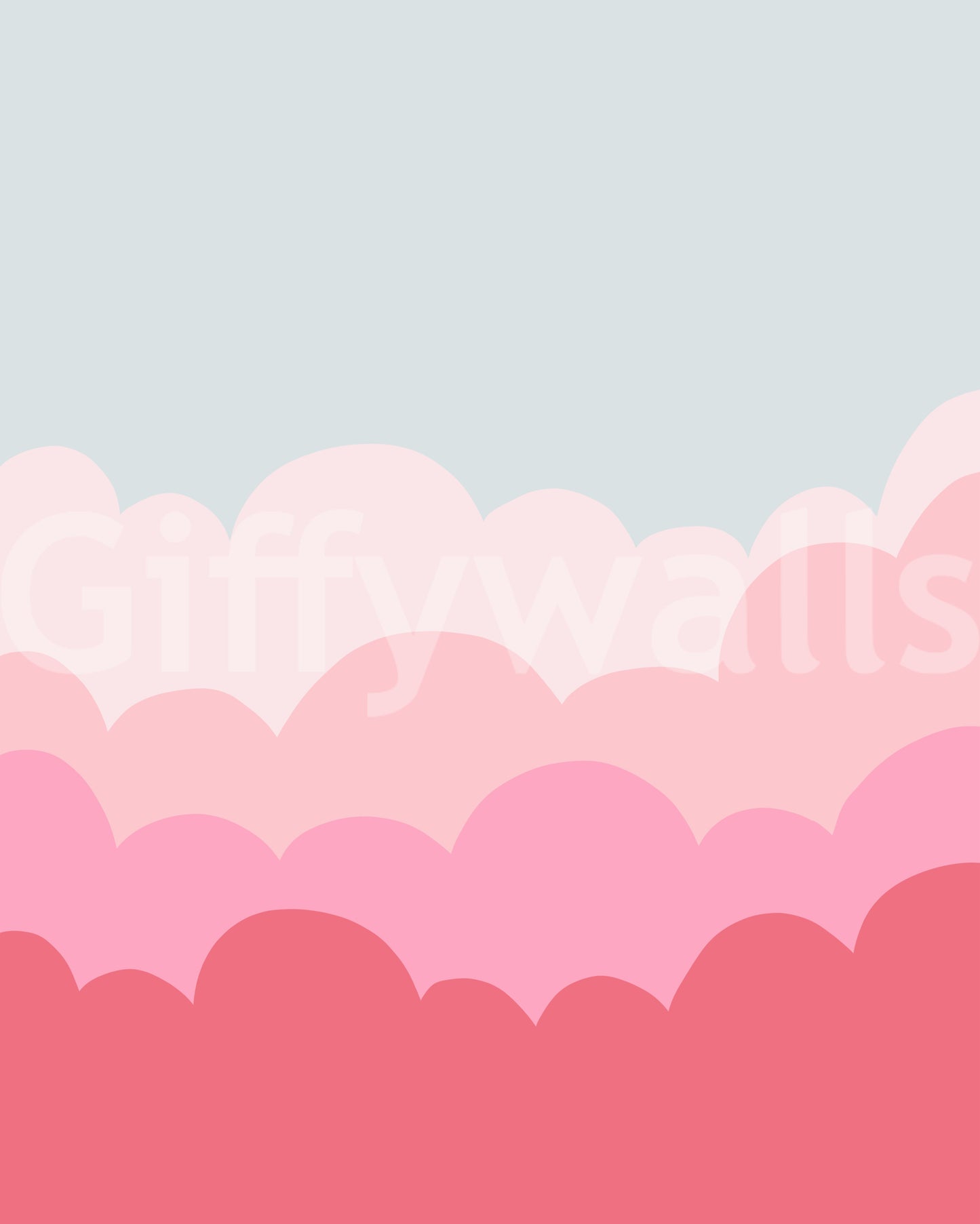 Pastel pink sunrise mural to create a calm and bright space.