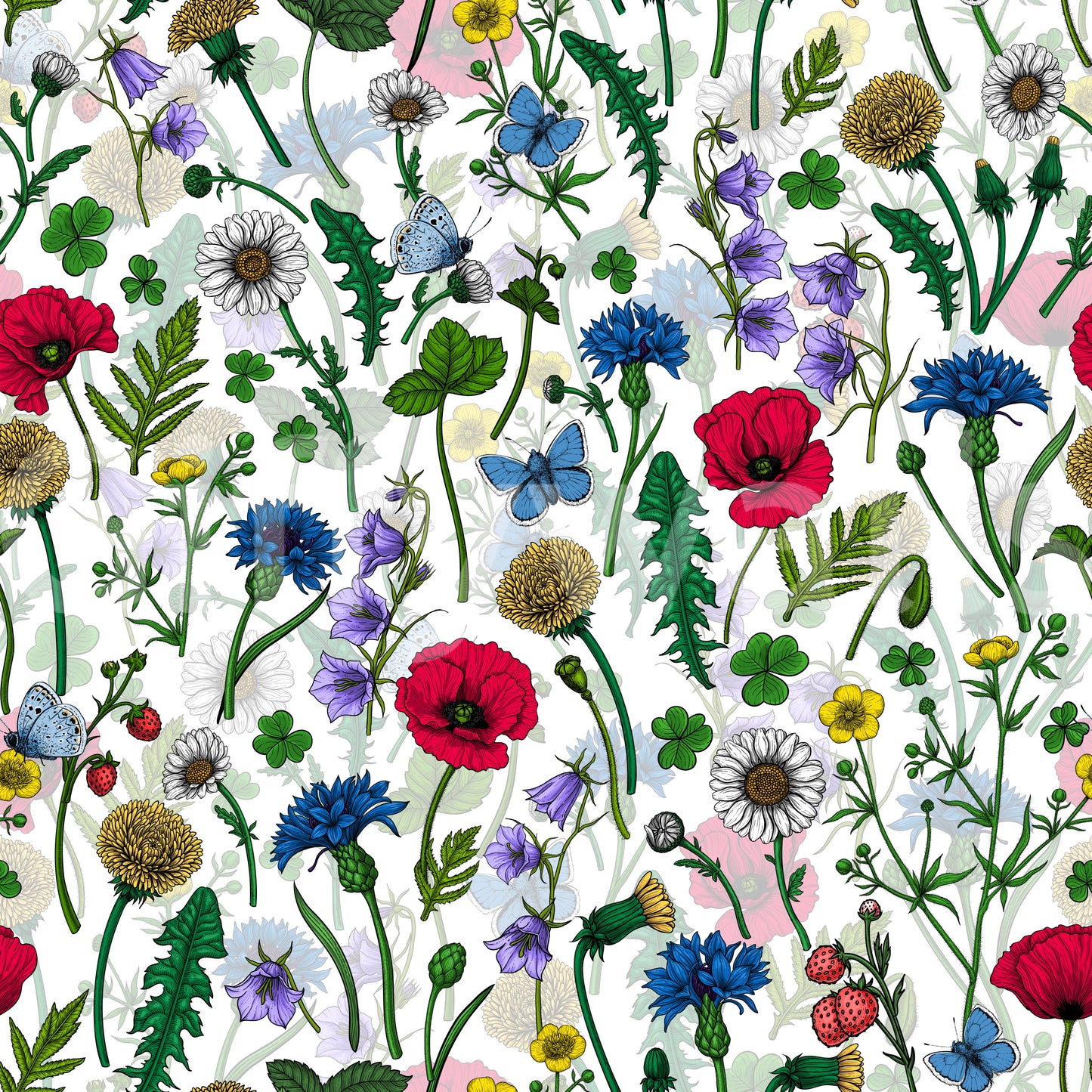 Botanical wallpaper capturing a tranquil summer meadow.
