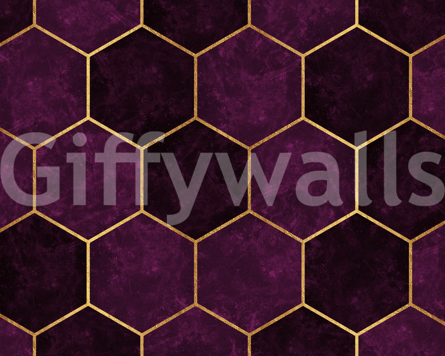 Trendy dark plum and pink luxury hexagon wall art.