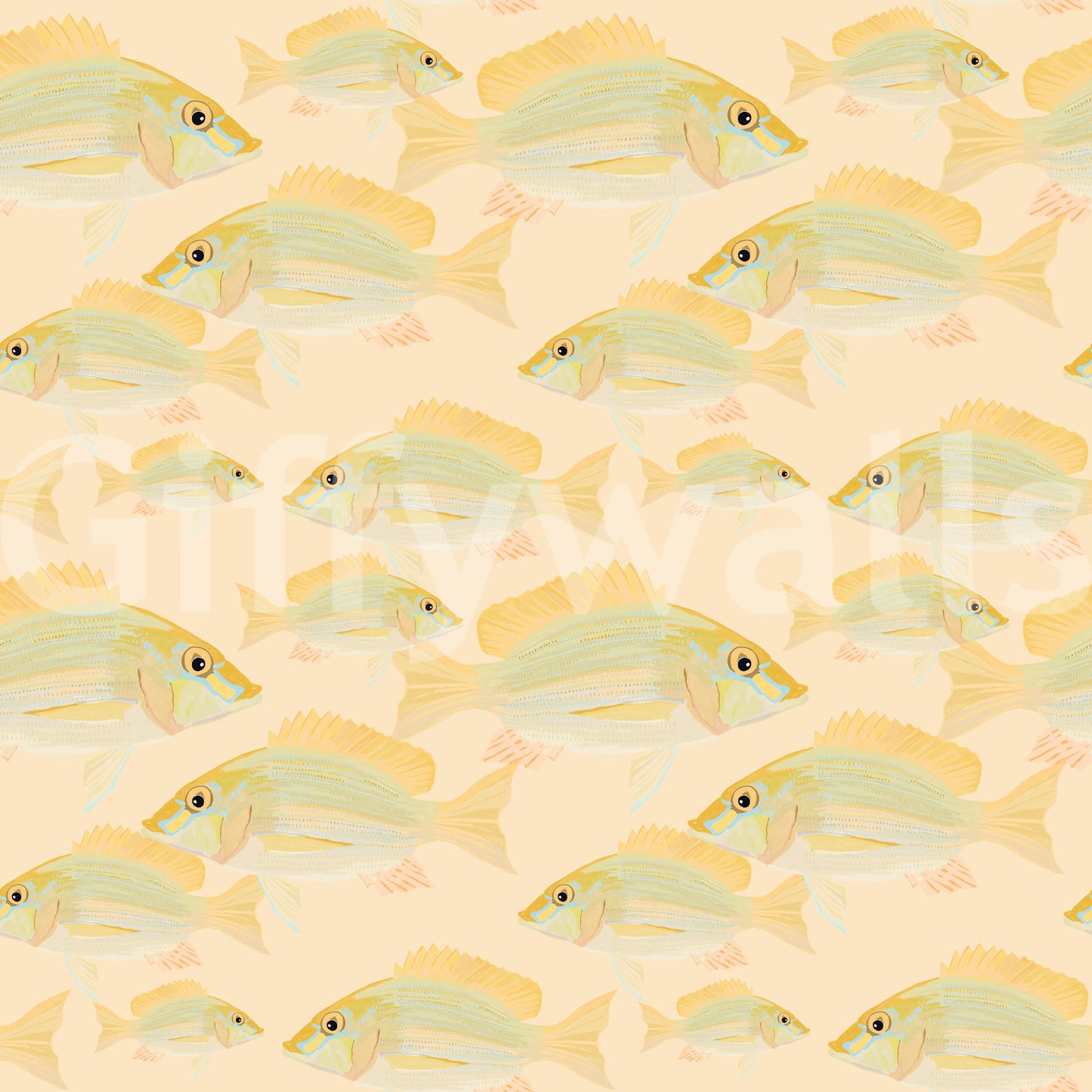 Simple and fun fish mural for walls