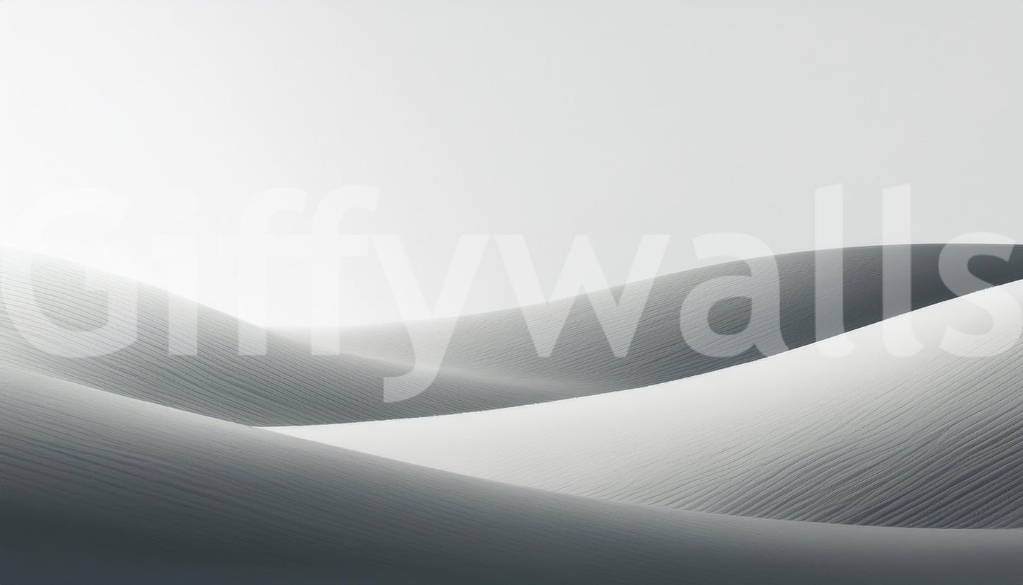 Elegant modern room with abstract dune landscape mural