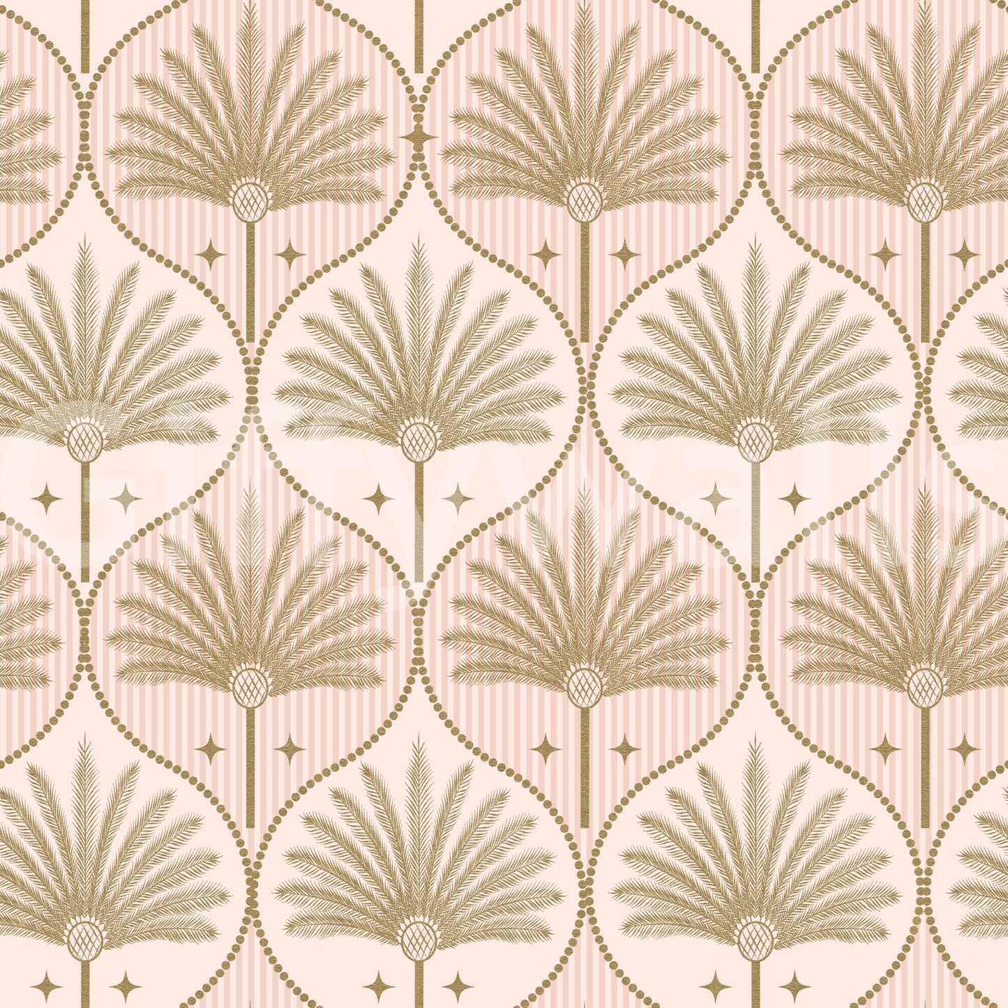 Retro-inspired wallpaper with gold detailing