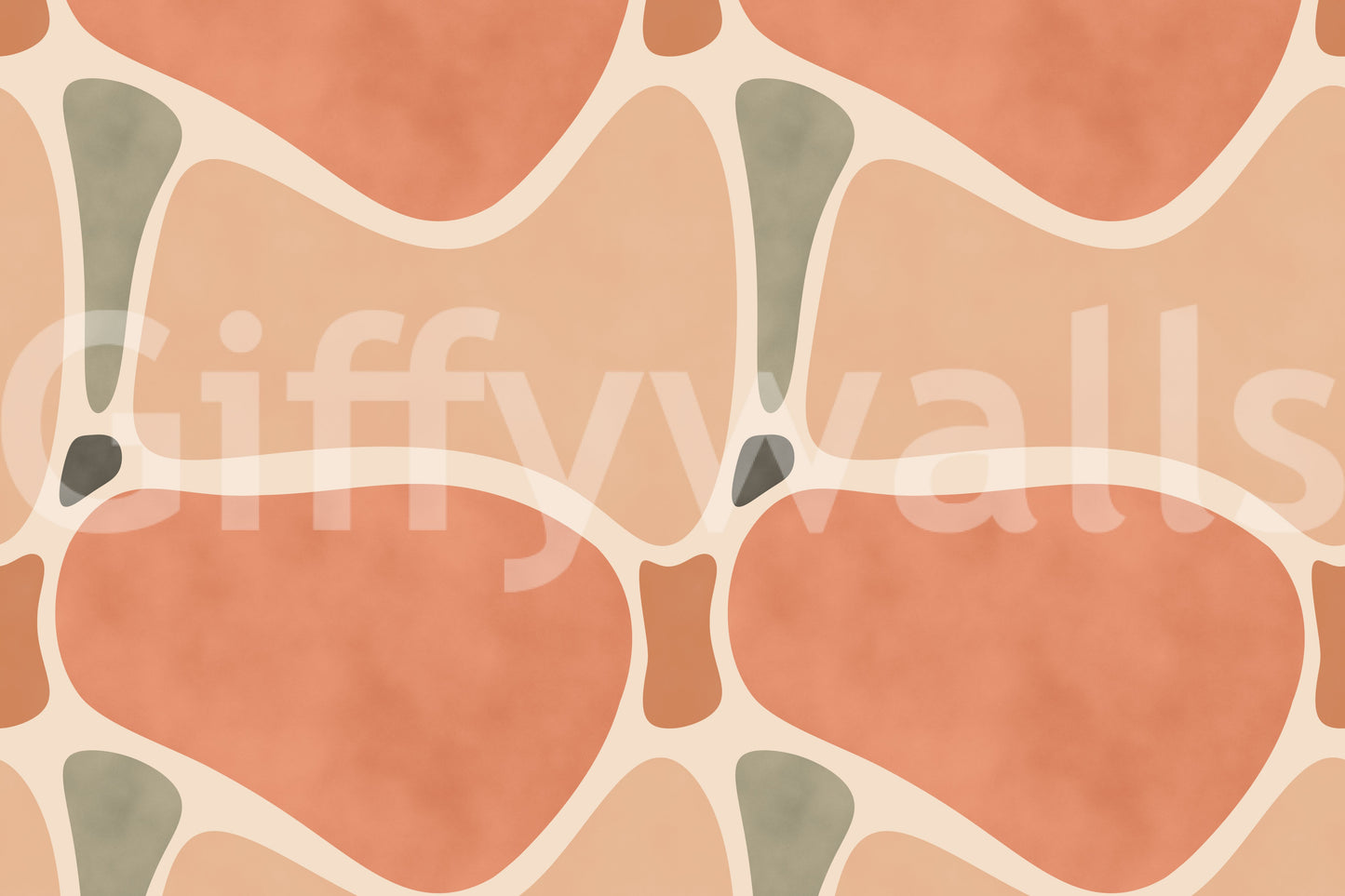 Contemporary wall mural with terracotta palette