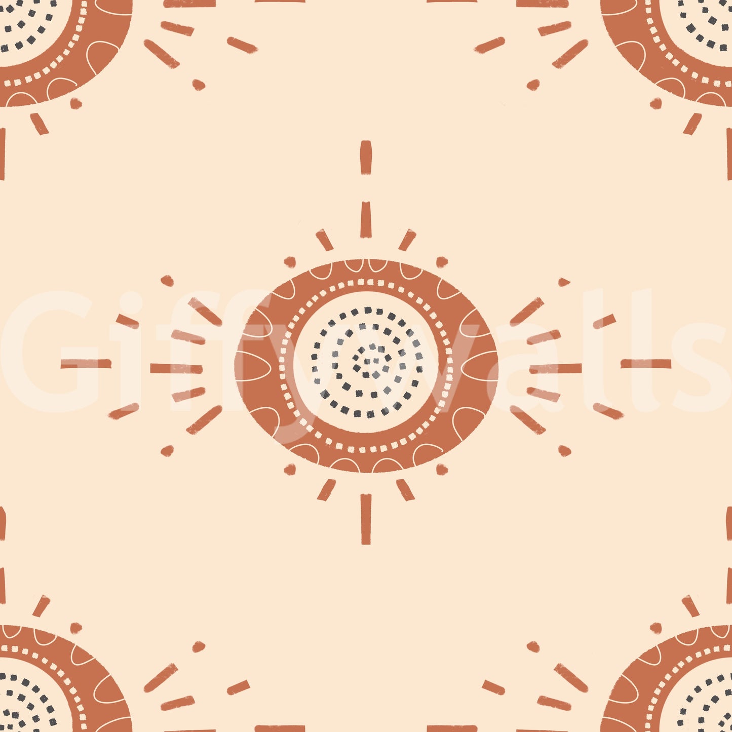 Organic floral wallpaper in soft terracotta palette