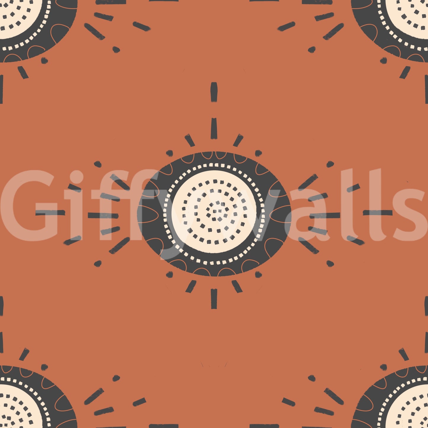 Terracotta Scandinavian wallpaper with simple florals