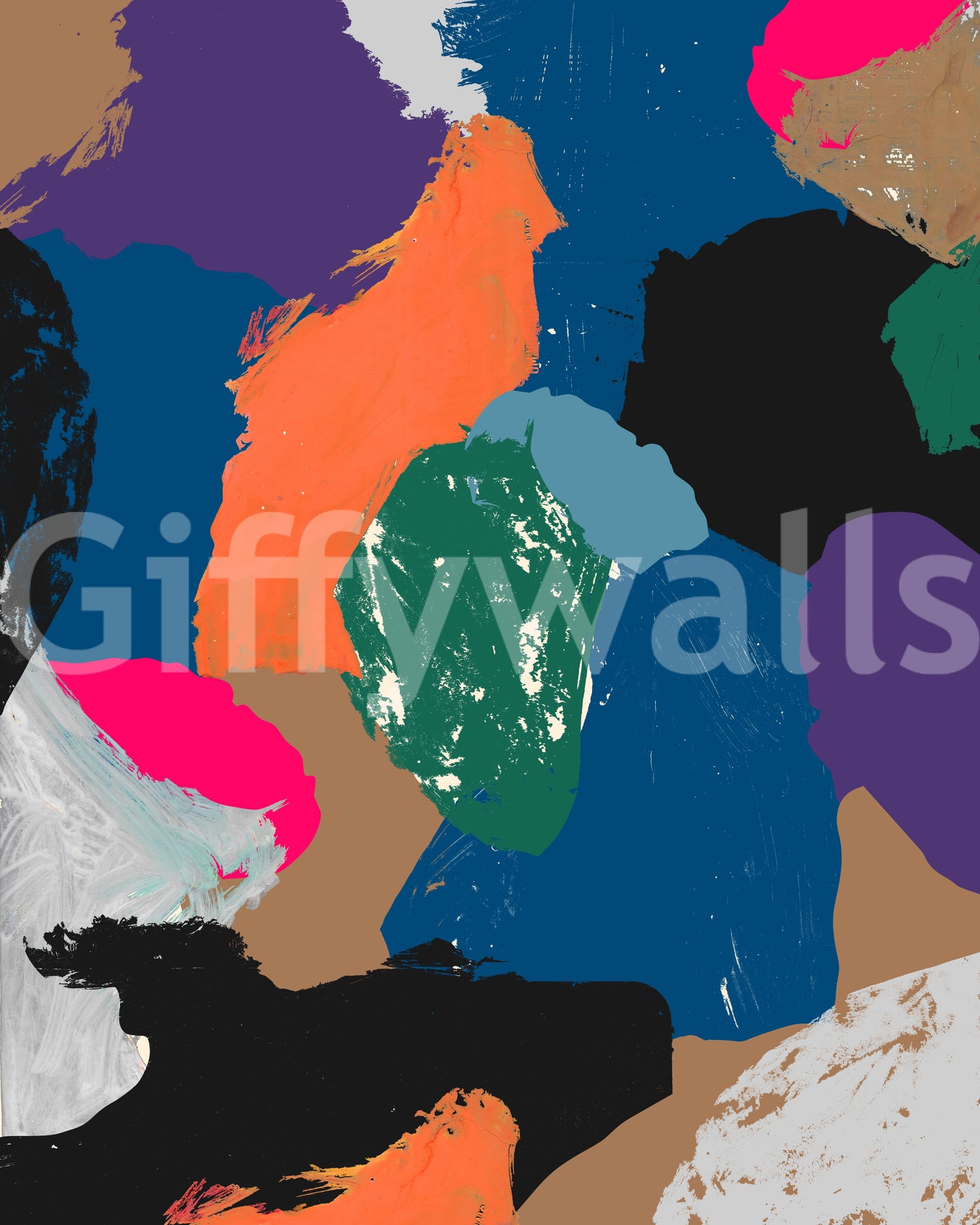 Abstract mural with soft brush textures