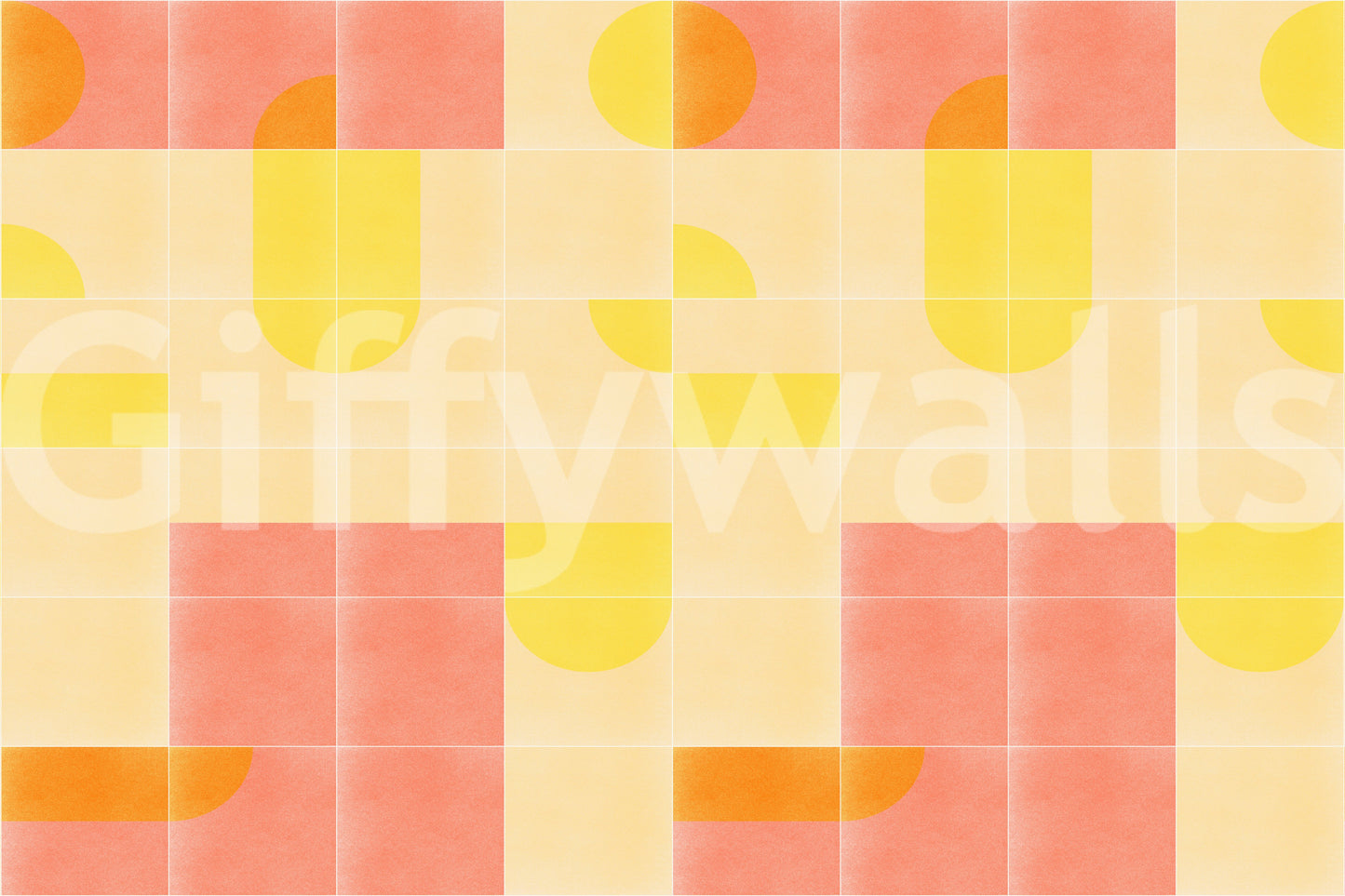 Clean and warm tile-inspired wall mural