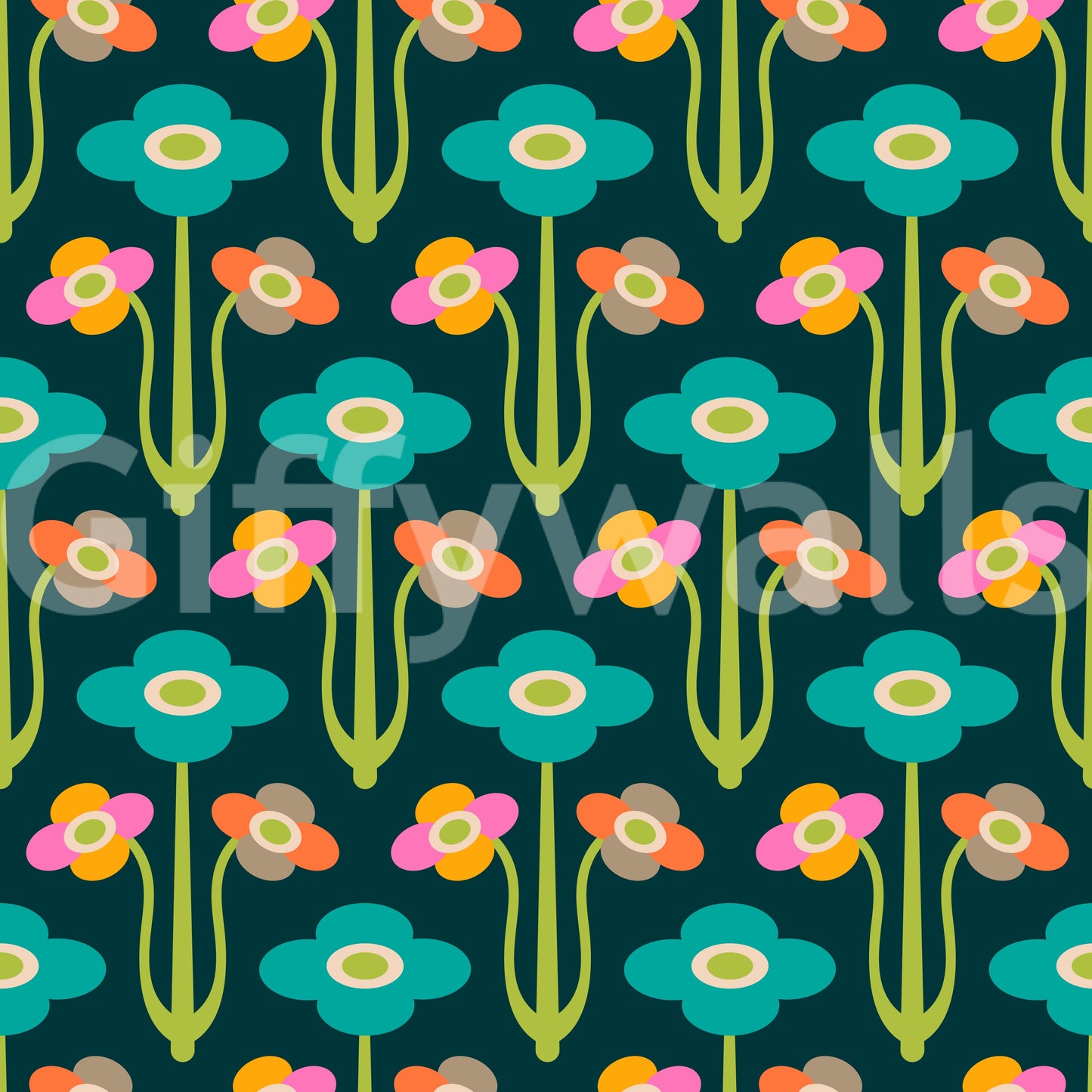 Dynamic and flowing leaf and flower shapes.