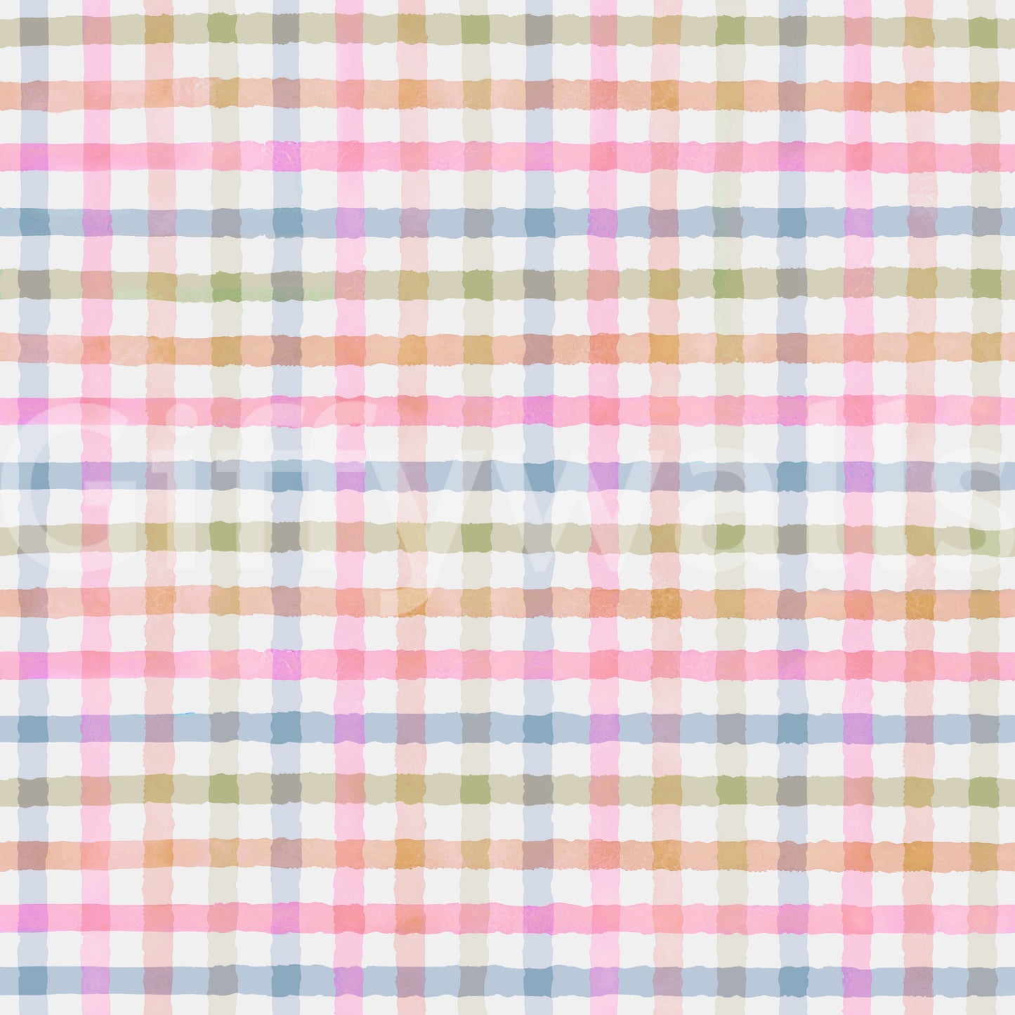 Soft pink and beige gingham wallpaper