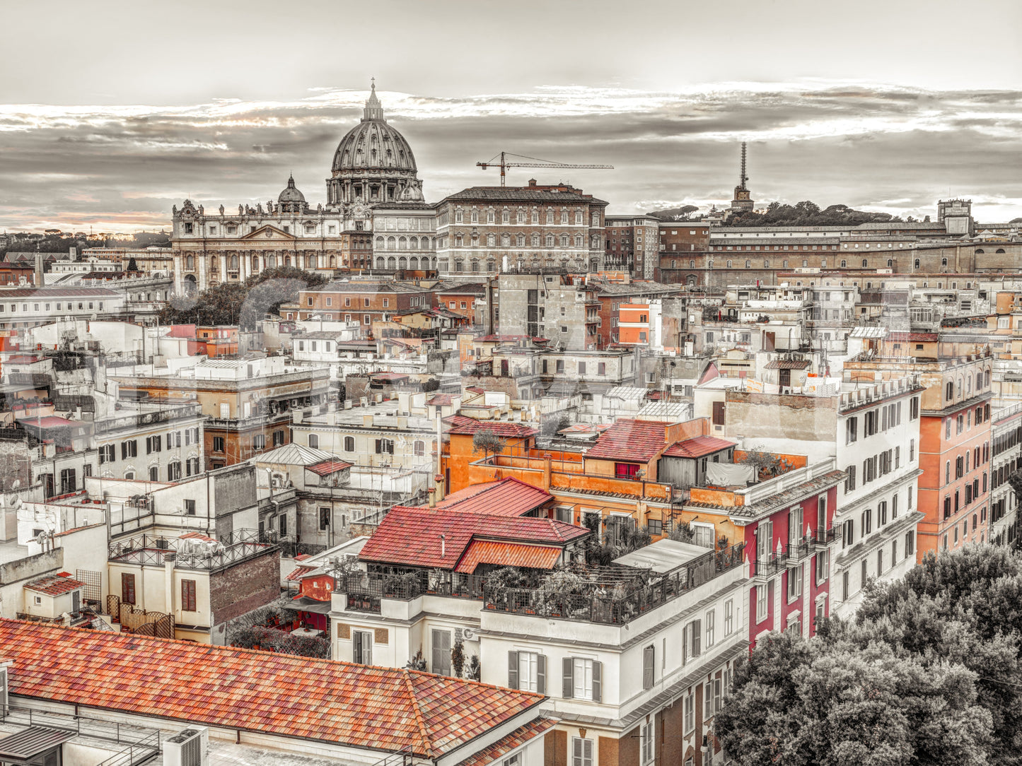 Classic Roman skyline art.