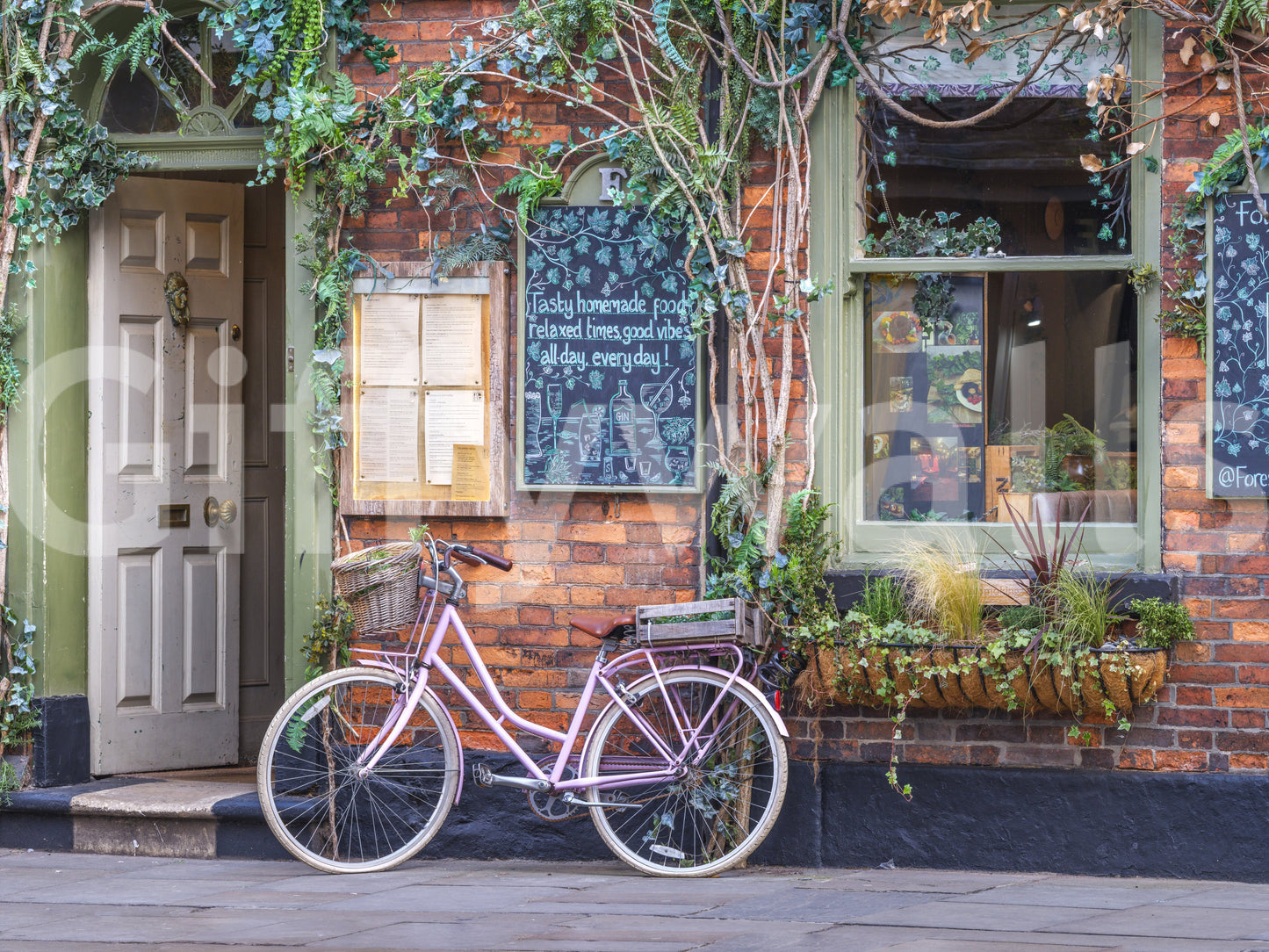 Greenery on building mural