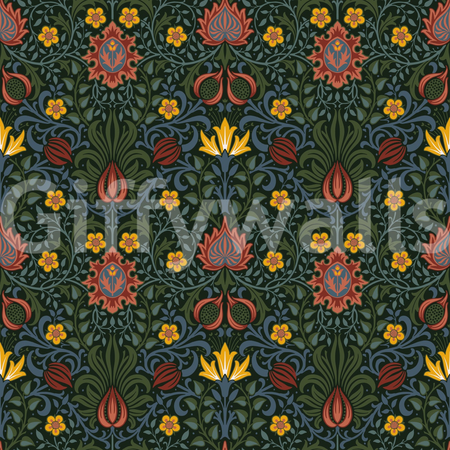 The wallpaper has a smooth, non-reflective matte finish.