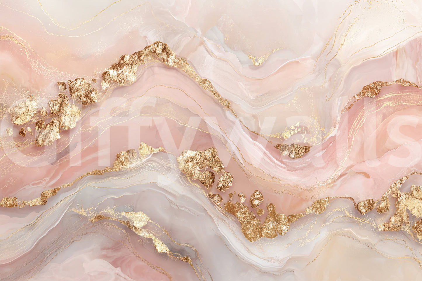 Golden Glamour Girly Marble Veins Wall Mural