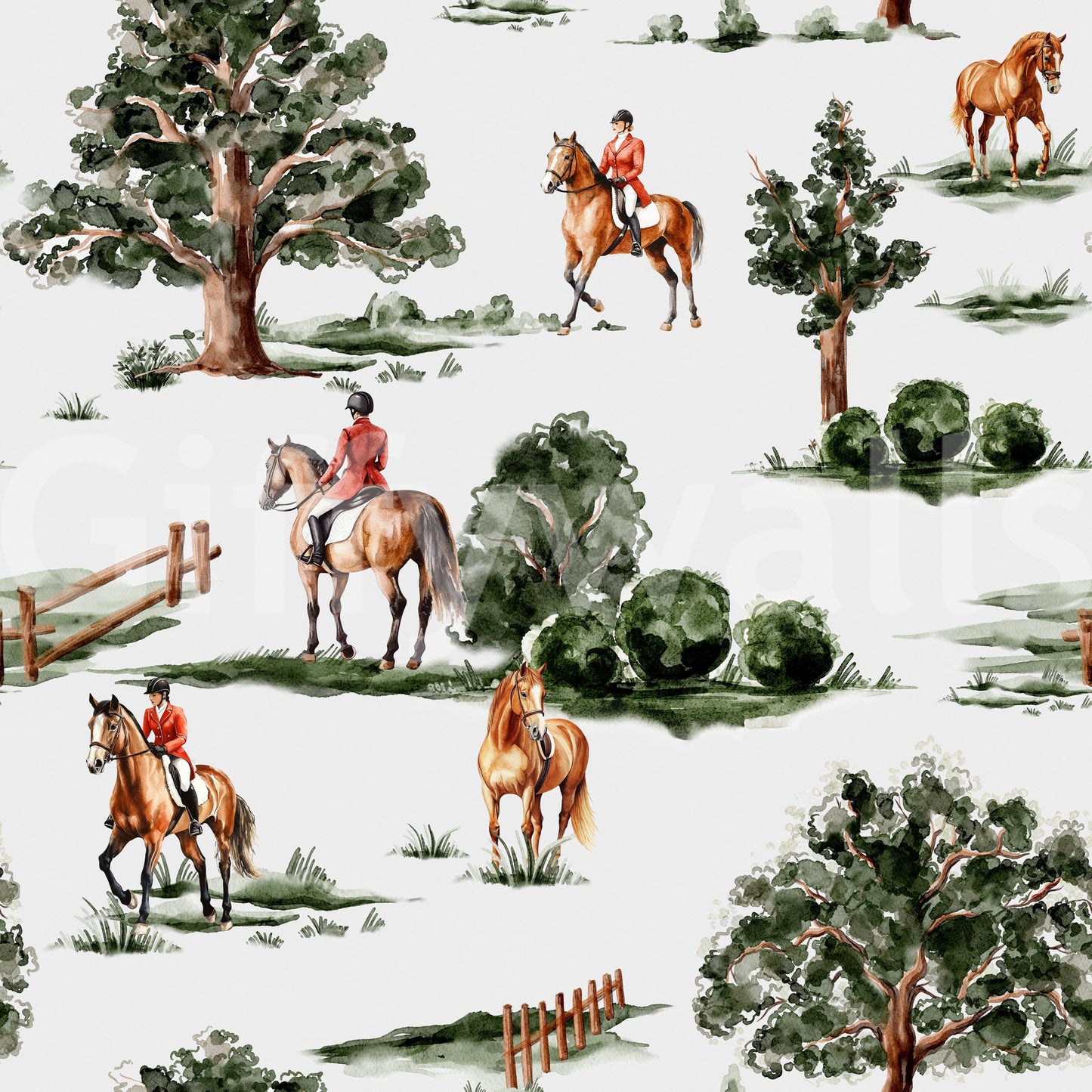 Equestrian riders in hunting attire with British horses Wallpaper