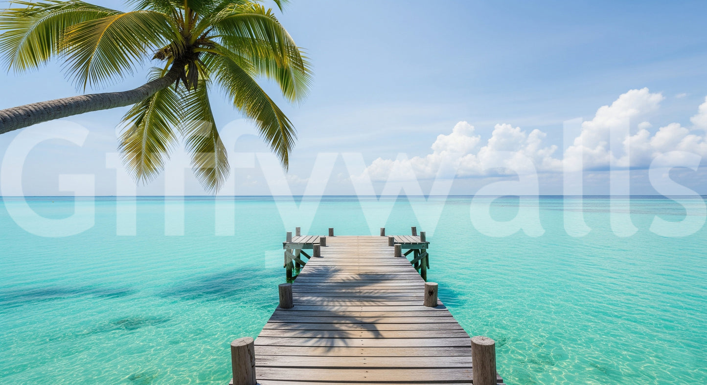 A seamless pattern of tropical plants on a wall