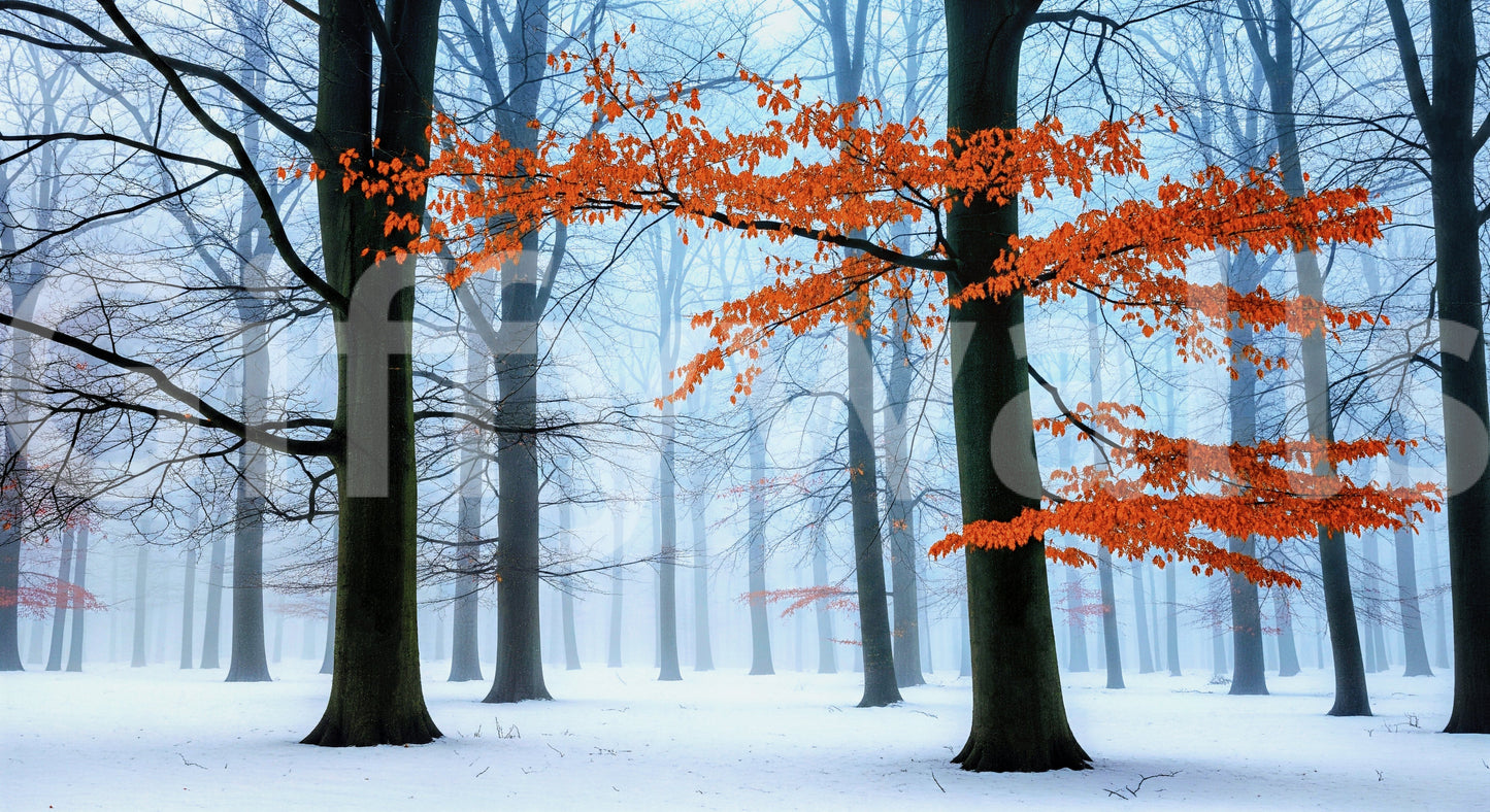 A seamless pattern of trees and embers on a wall