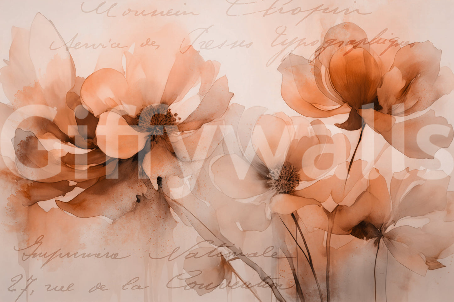 Vintage Blossom Memories Pastel Peach Wall Mural