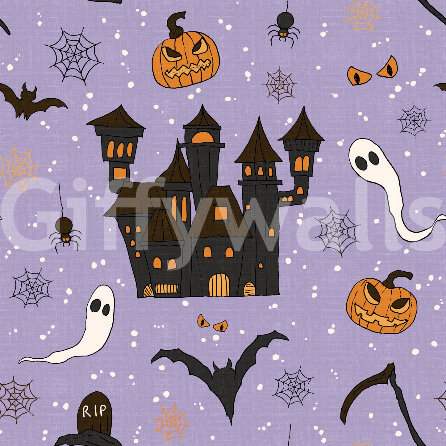 Phantom Castle Foggy Lavender moon mural wallpaper