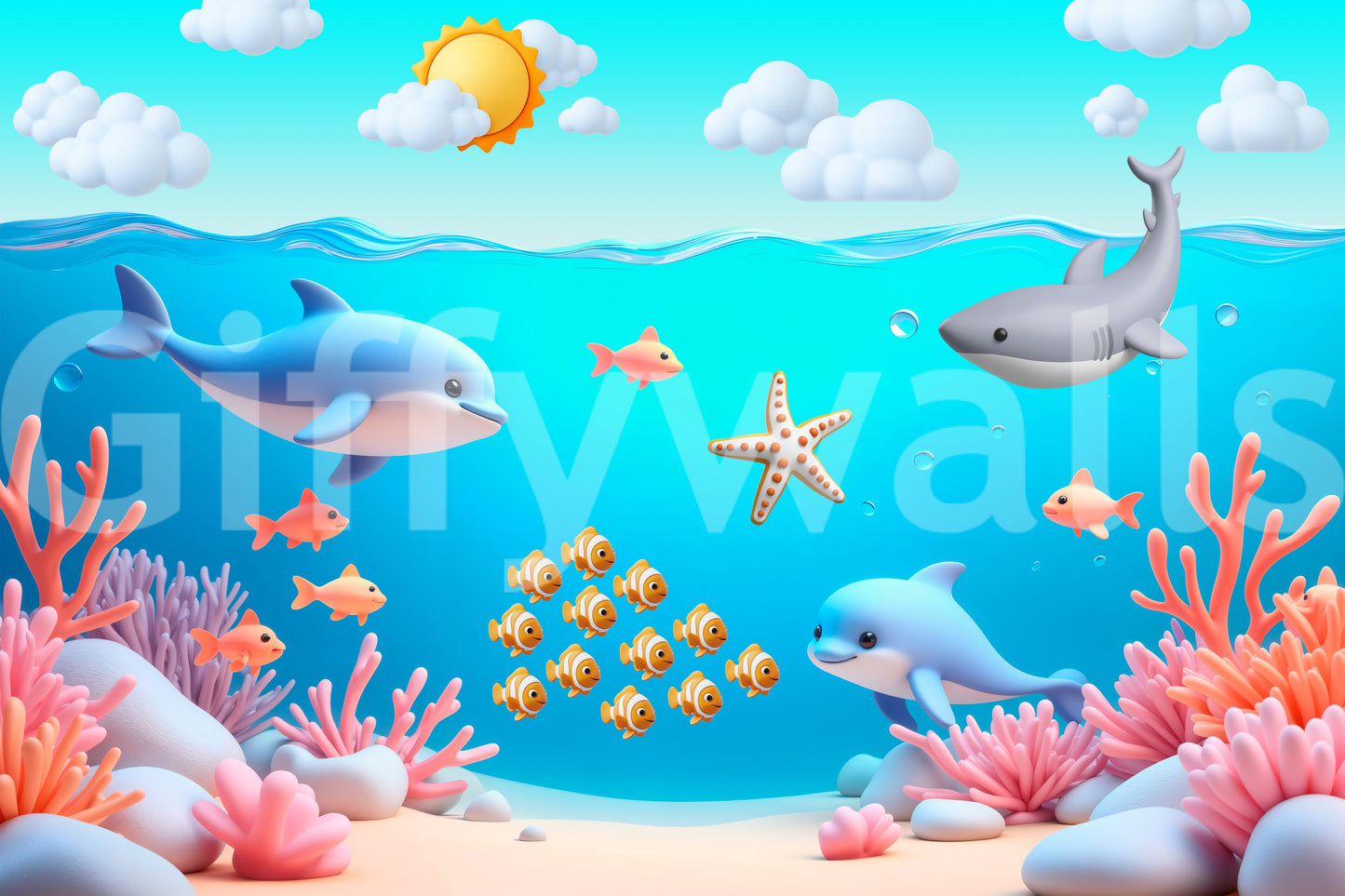 Aquatic cartoon adventure, peaceful and calm