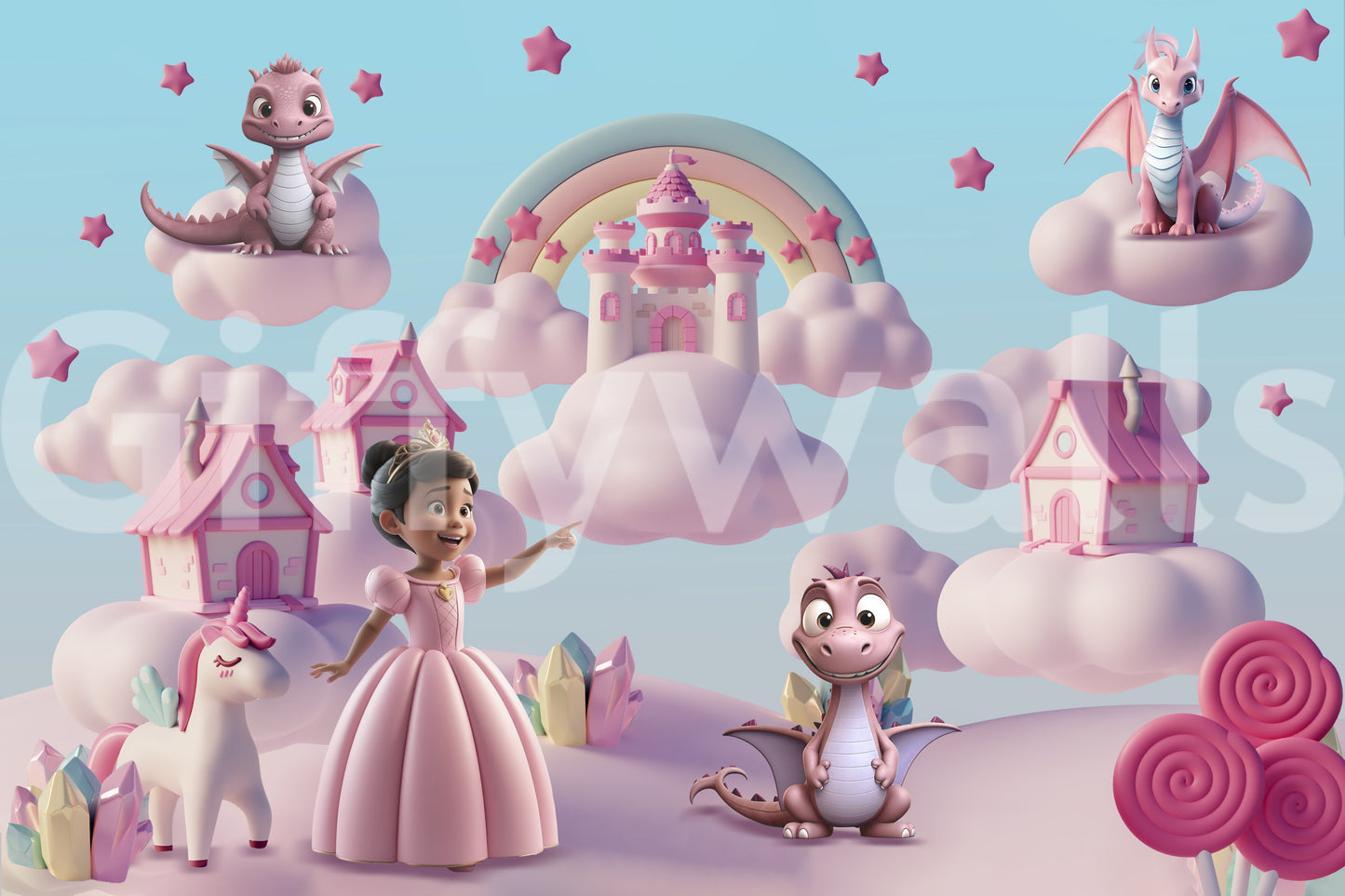 This wallpaper is perfect for a child's room or a playful space.