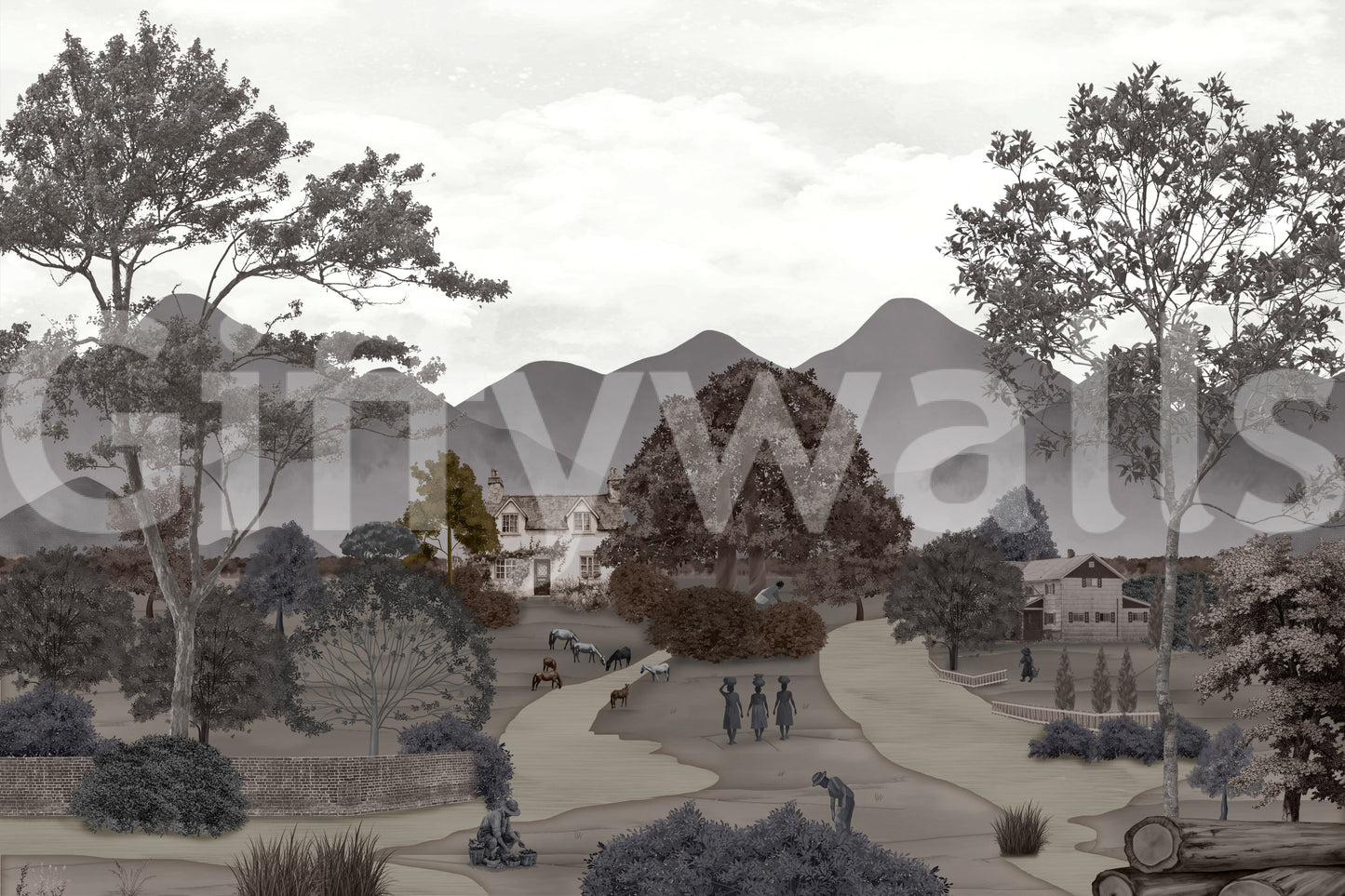 This wallpaper is perfect for a living room, study, or bedroom.