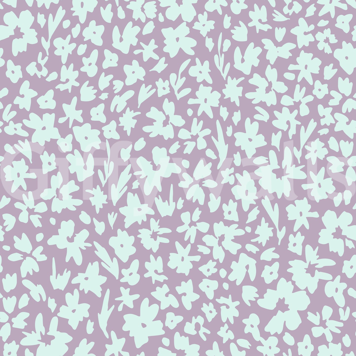 A seamless pattern of sketched flowers on a wall