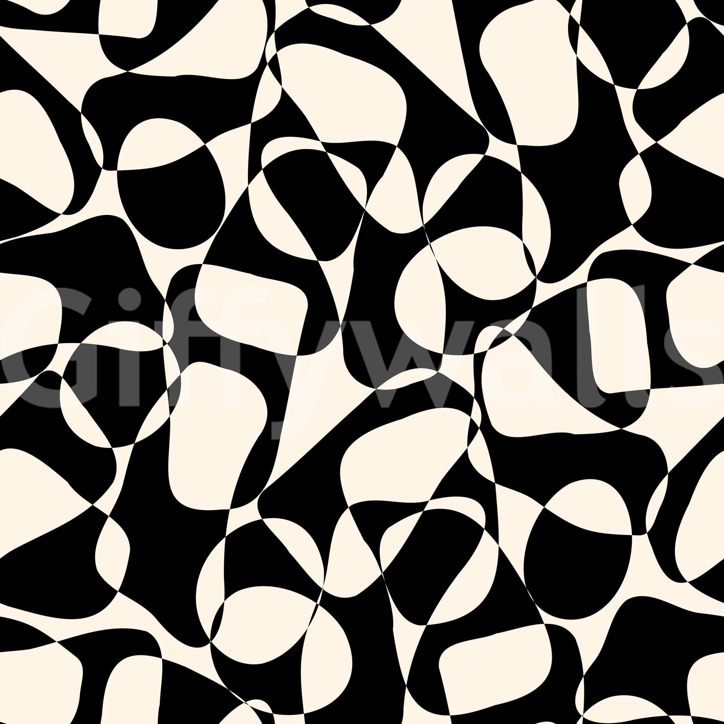 A seamless pattern of flowing shapes on a wall