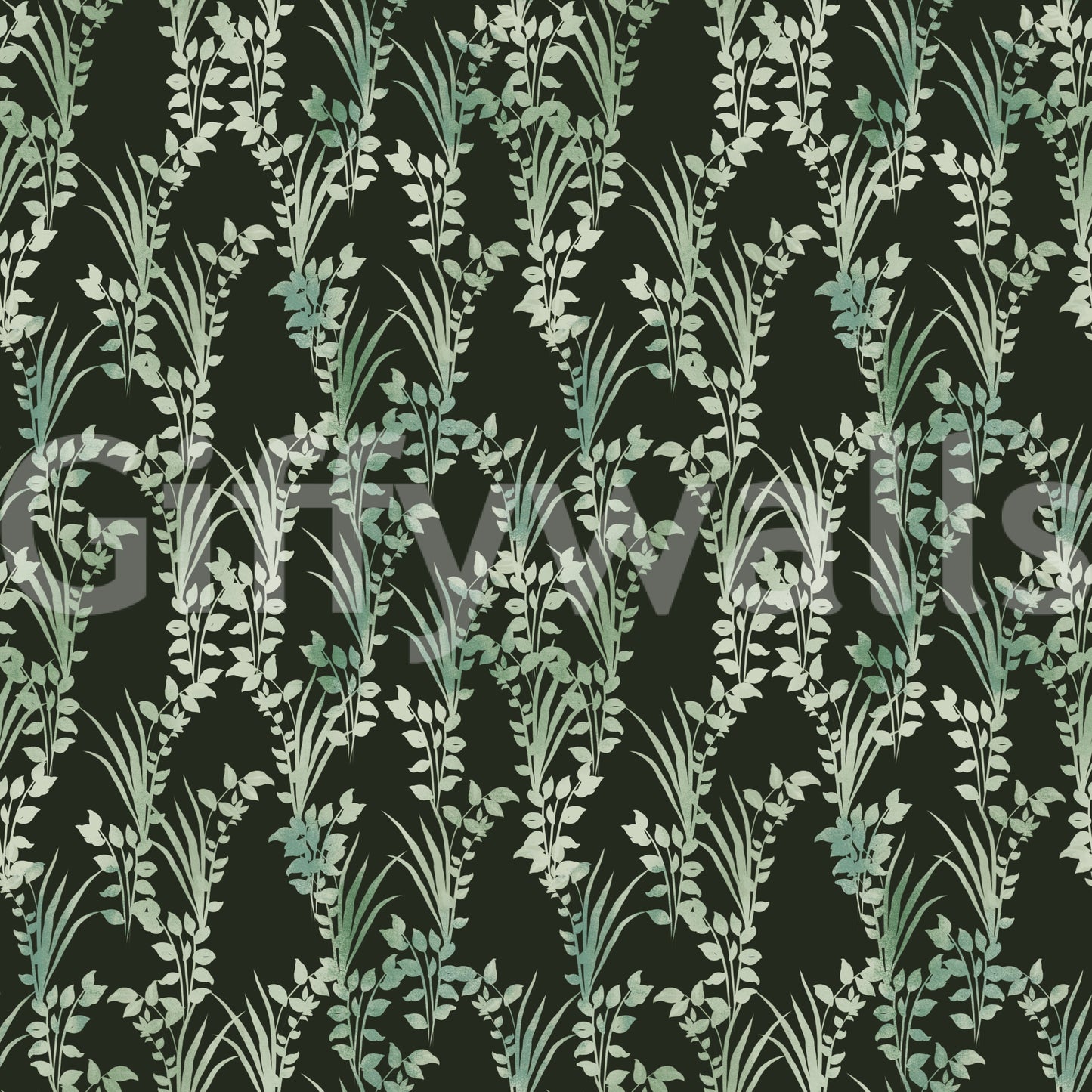 The golden wheat field design mural in a sunlit room.