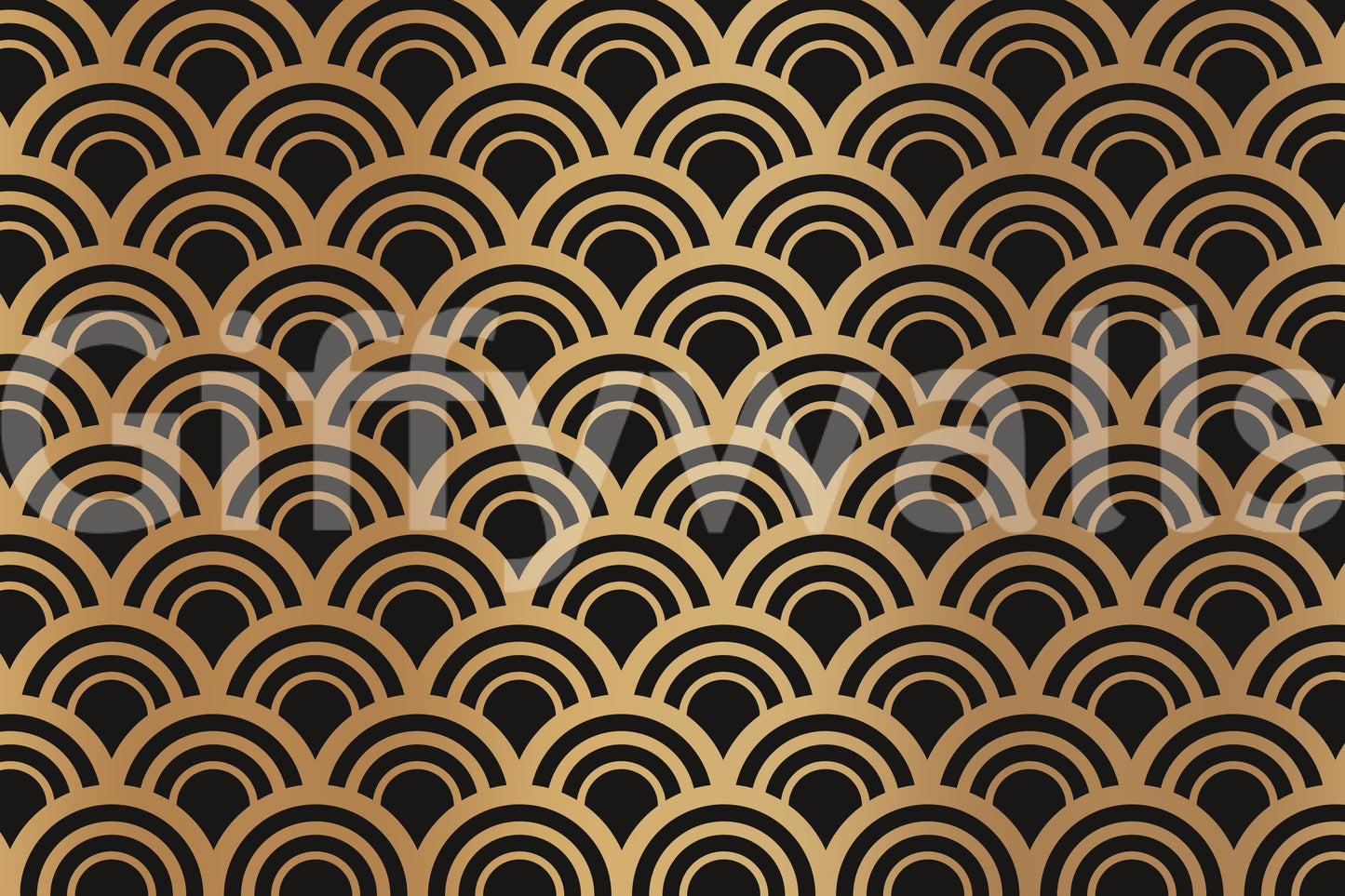 Luxury Gold Art Deco Waves Wall Mural